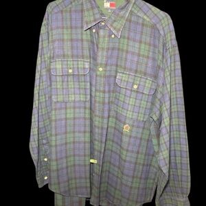 Tommy Hilfiger Green and Blue Plaid Button-Down Shirt